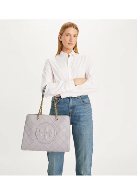 Tory Burch Fleming Soft Chain Tote Bay Gray Women